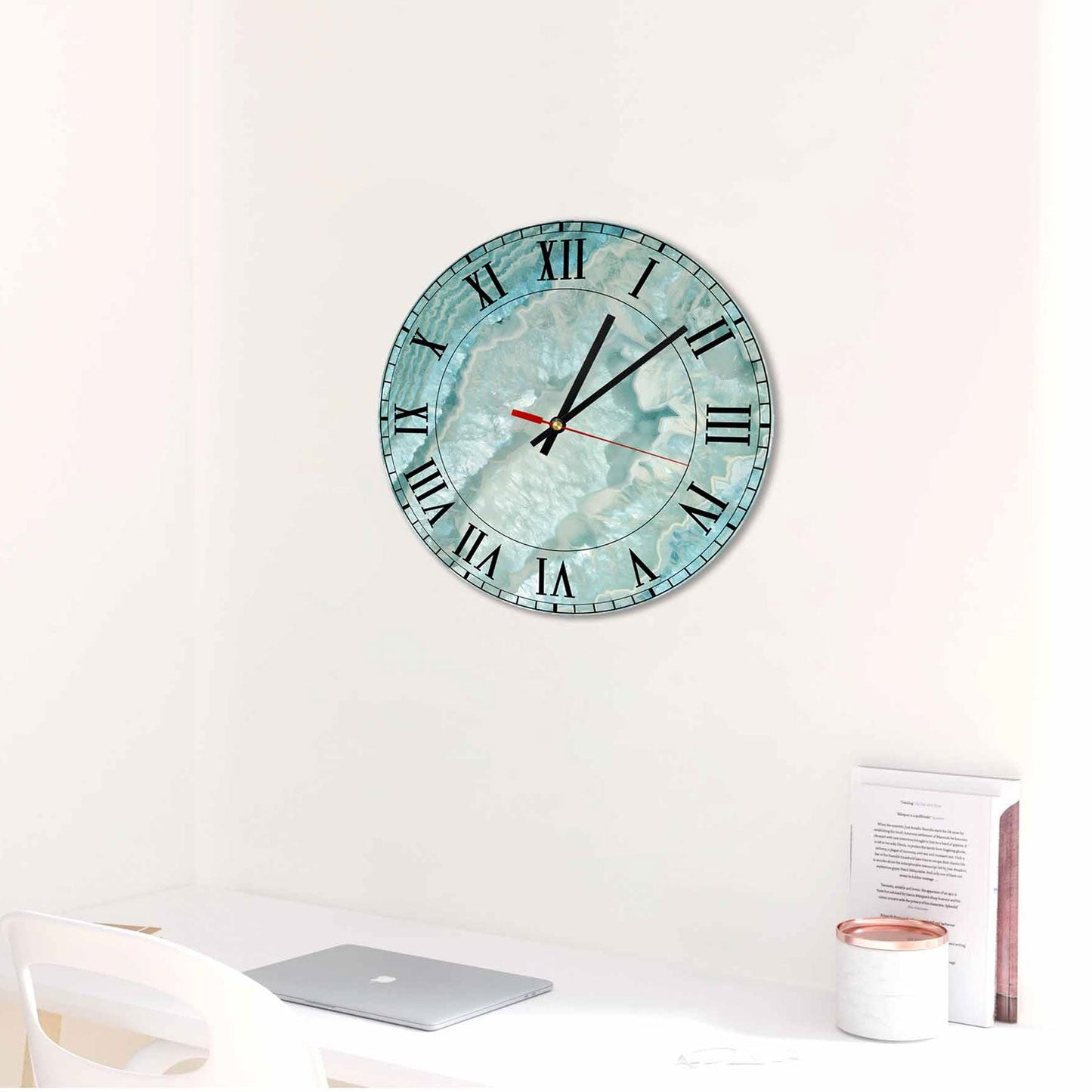 #1 SYLOR Blue Quartz Acrylic Wall Clock