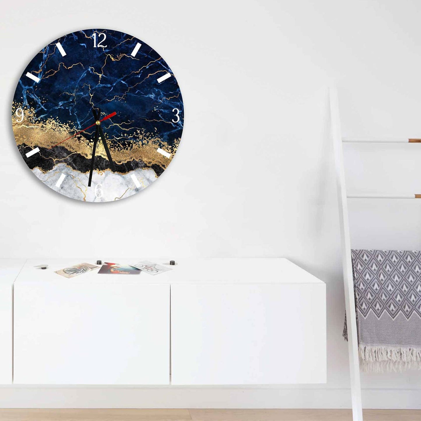 #23 BLAXON Blue Gold Abstract Acrylic Wall Clock