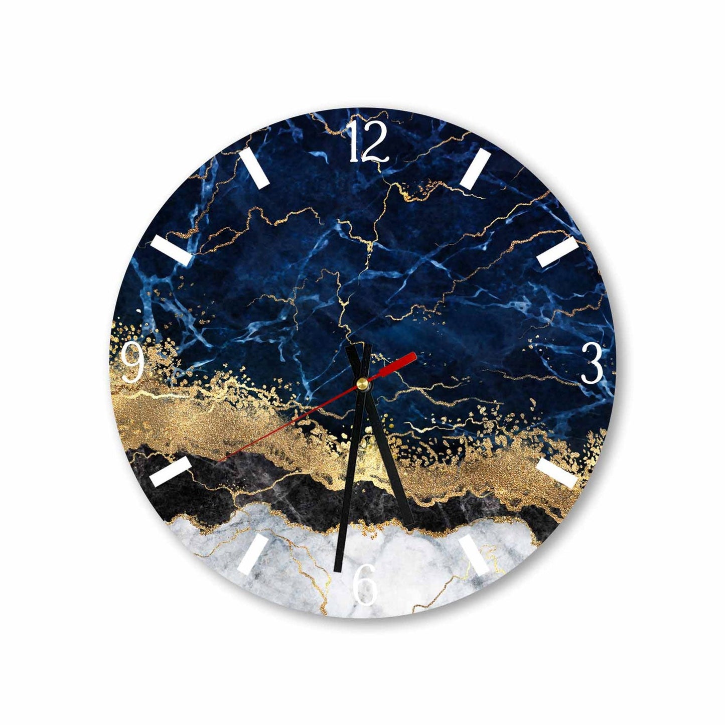 #23 BLAXON Blue Gold Abstract Acrylic Wall Clock