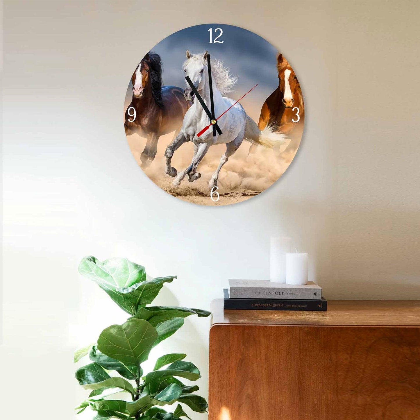 #27 TRIO Galloping Horses Acrylic Wall Clock