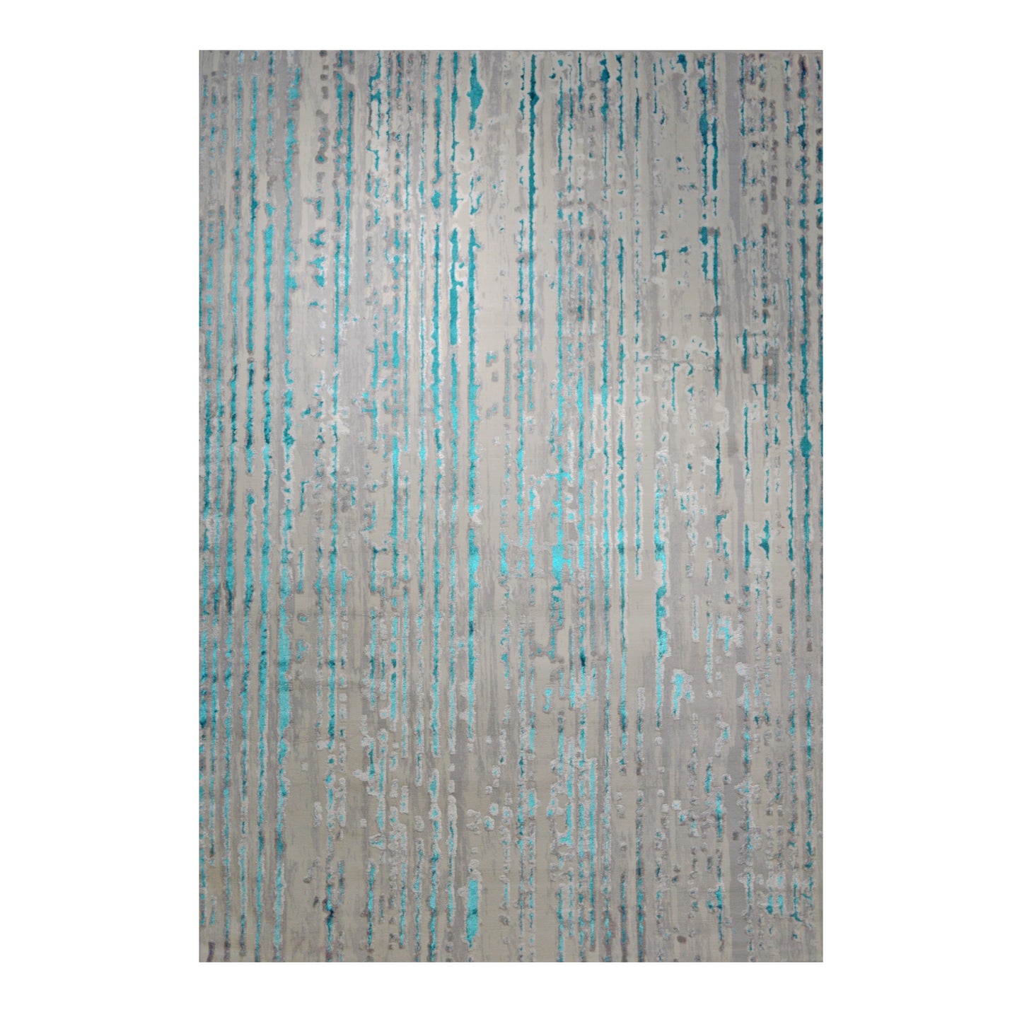 ANTIK Collection Grey and Turquoise Scattered Lines Pattern Rug