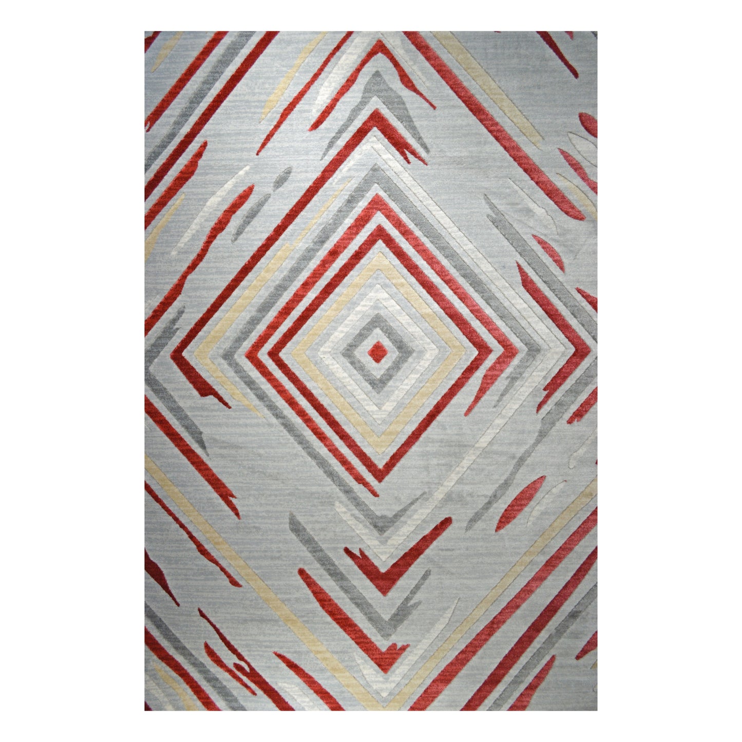 BONITA Collection Gray, Light Gray and Rose Progressive Rhombus Pattern Rug