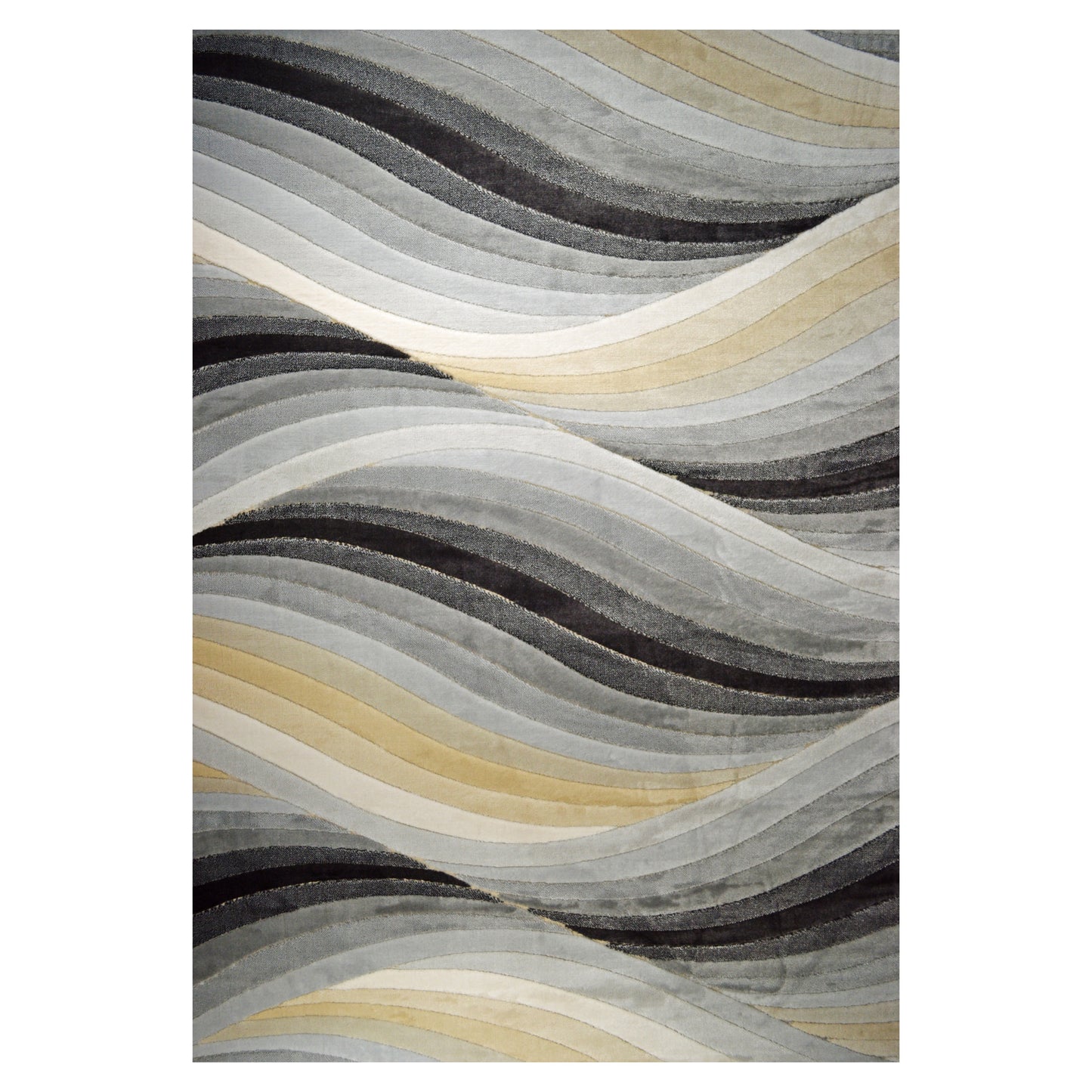 BONITA Collection Grey and Beige Waves Pattern Rug