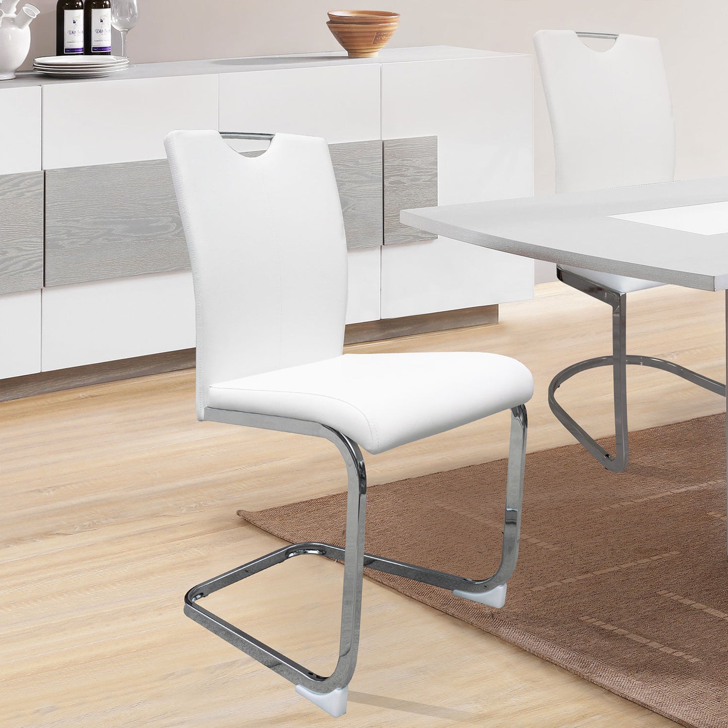 C-641 SALEM White Dining Chair With Top Handle