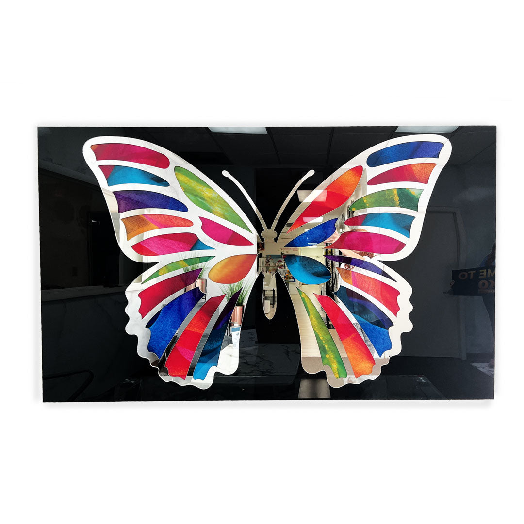 PALC-62 JULIA Silver 3D Colorful Butterfly Acrylic Mirror Prints