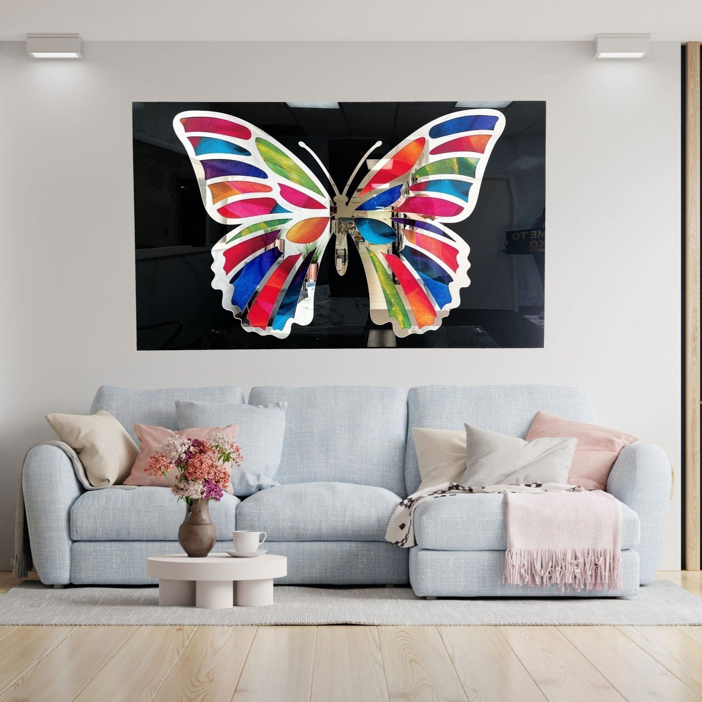 PALC-62 JULIA Silver 3D Colorful Butterfly Acrylic Mirror Prints