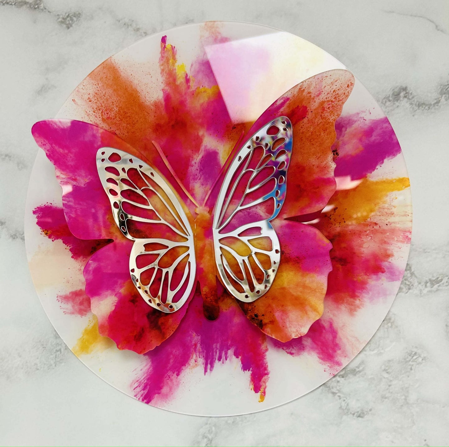 PA-3D 01 KYREL 3D Orange Butterfly Acrylic Mirror Prints