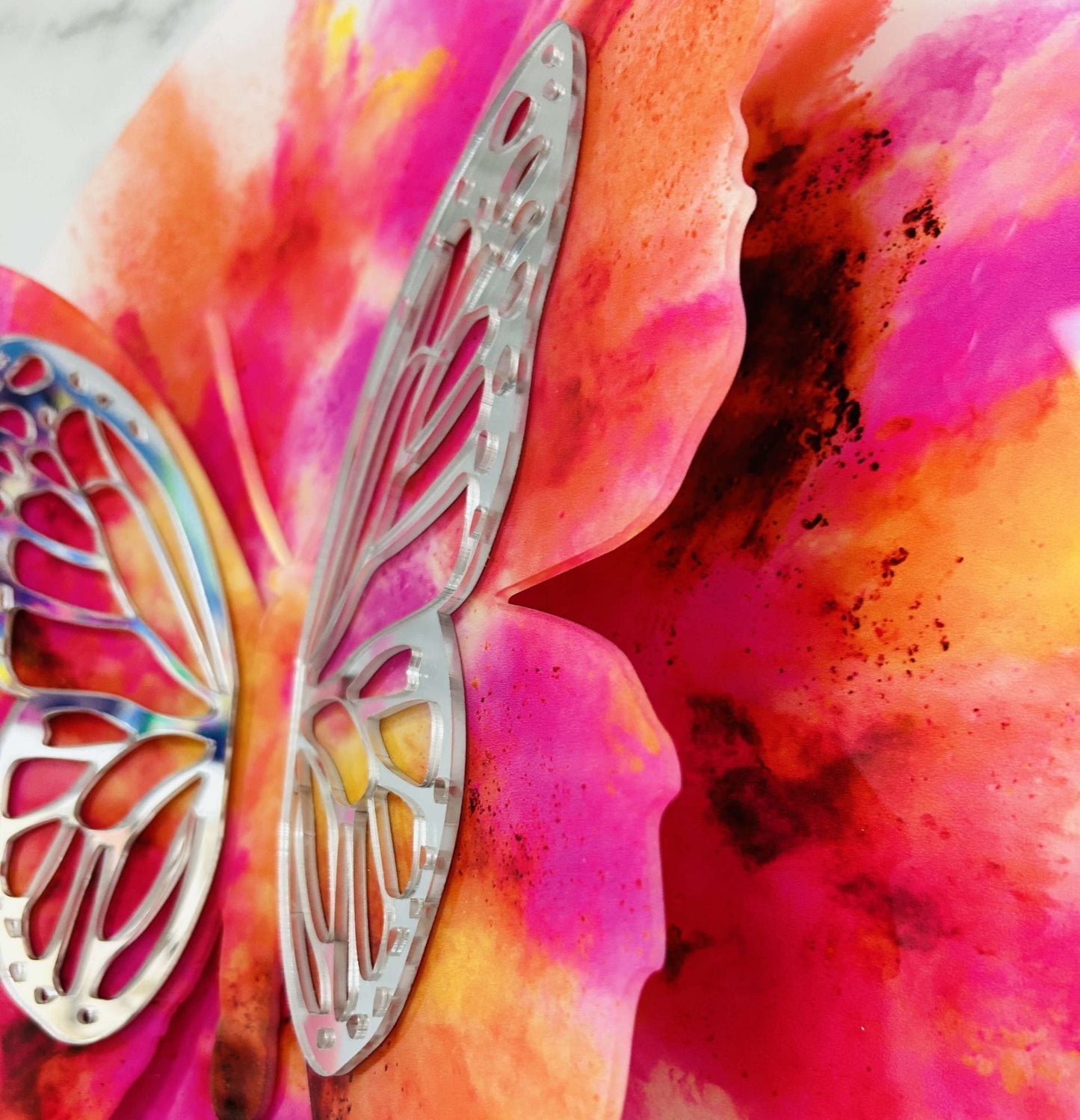 PA-3D 01 KYREL 3D Orange Butterfly Acrylic Mirror Prints