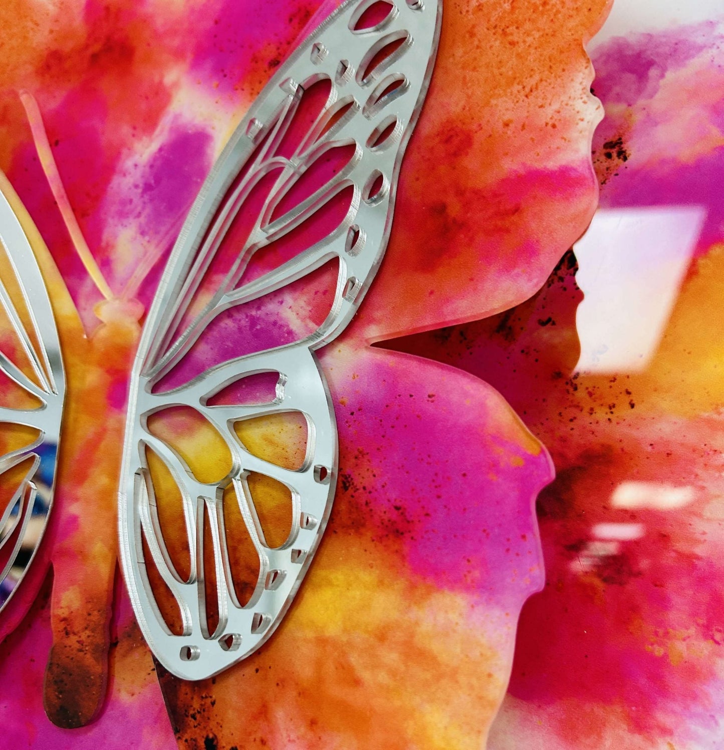 PA-3D 01 KYREL 3D Orange Butterfly Acrylic Mirror Prints