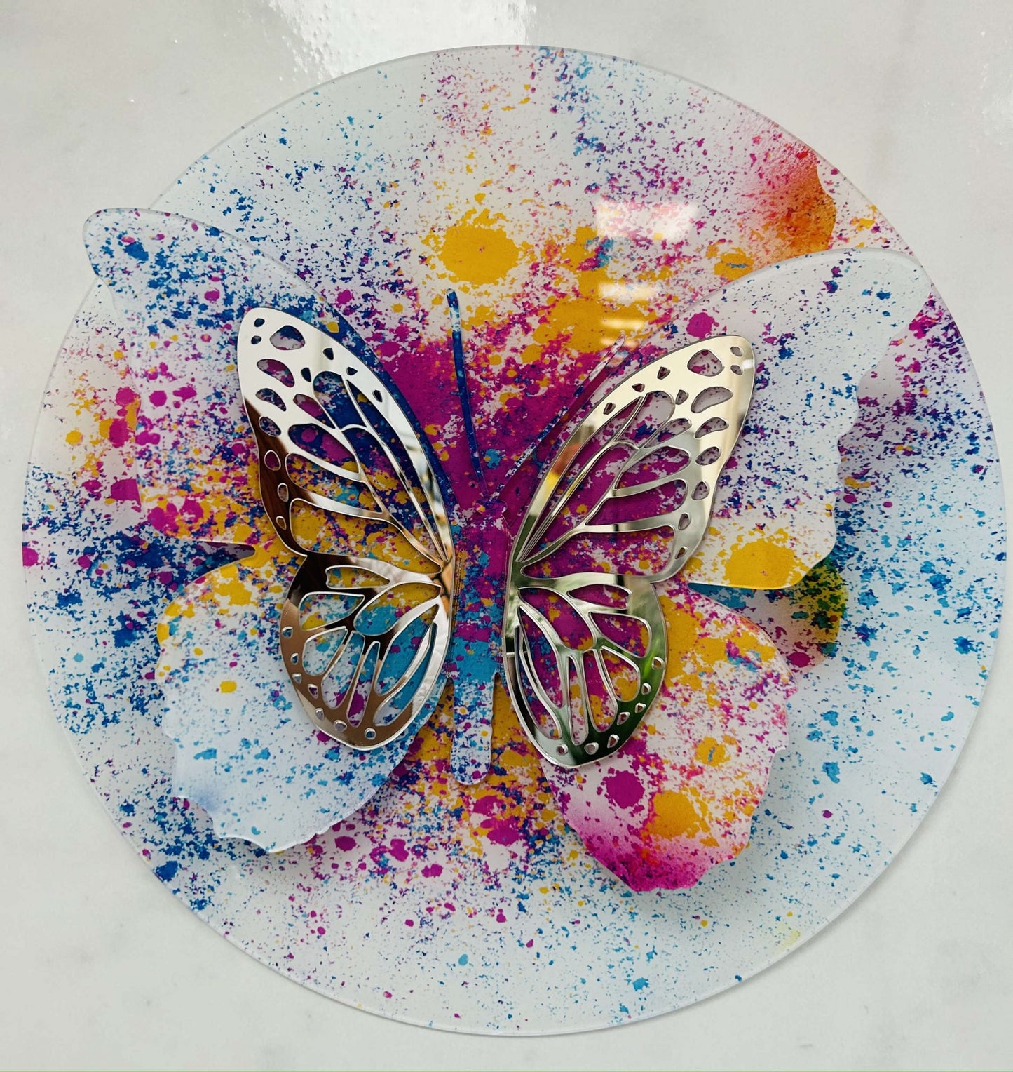 PA-3D 01 KYREL 3D White Butterfly Acrylic Mirror Prints