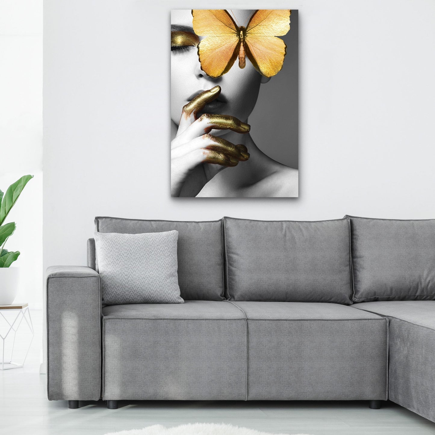 SULC-36 GRACE Butterfly's Gold Embrace Modern Acrylic Wall Art