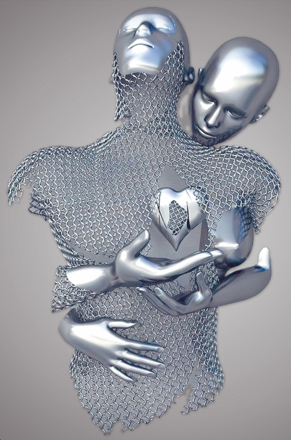 SULC-48 MAYA Silver Romantic Figures Modern Wall Art TG