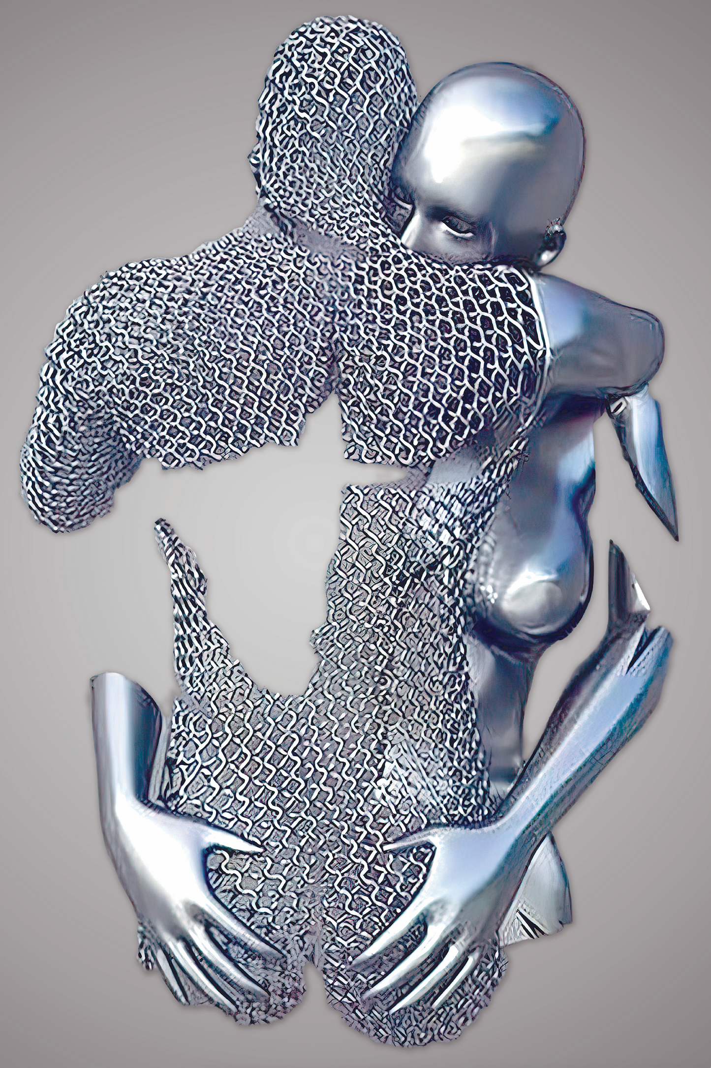 SULC-48 MAYA Silver Romantic Figures Modern Wall Art TG