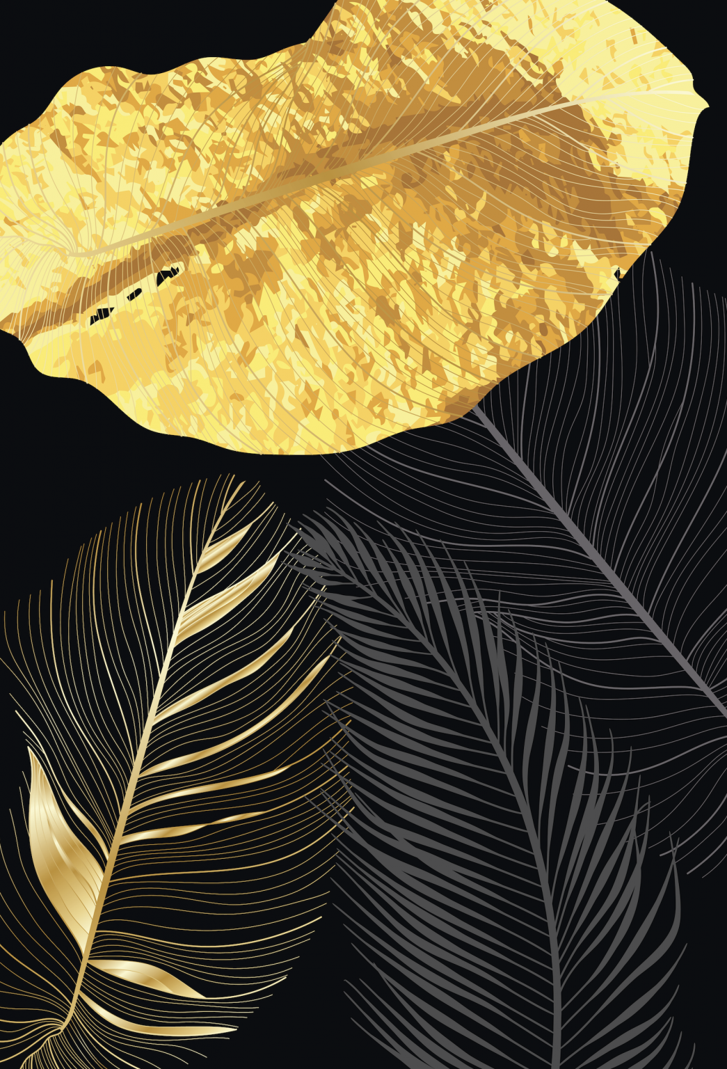 SULC-50 DION Gold Leaves Modern Wall Art TG
