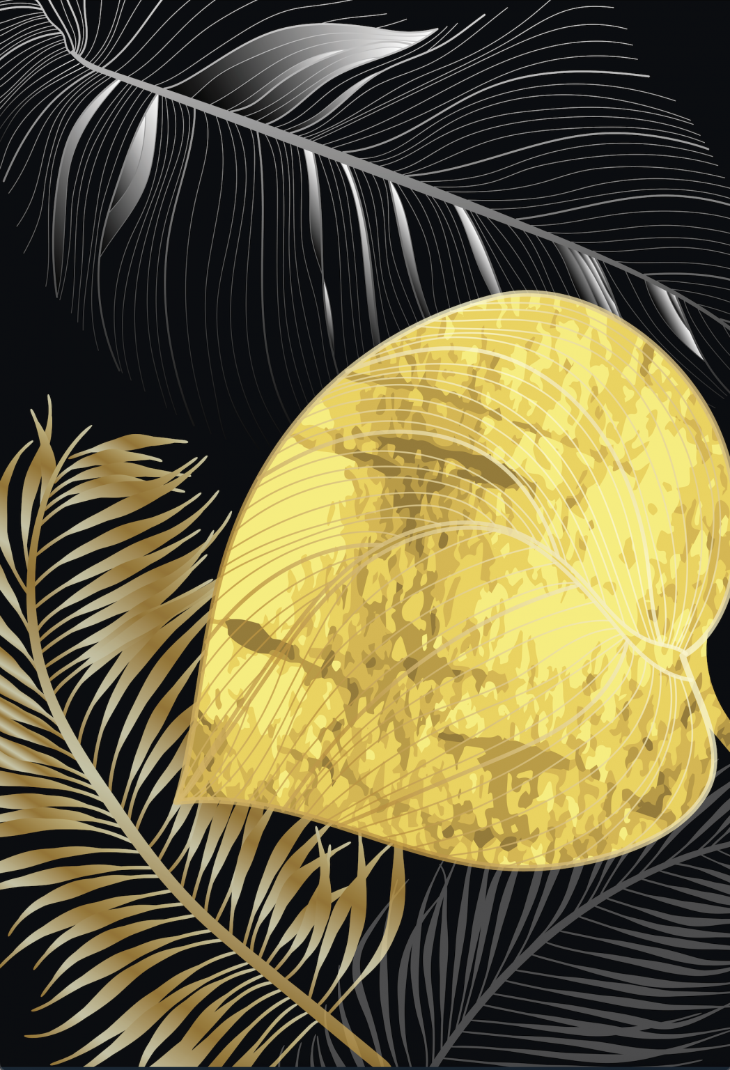 SULC-50 DION Gold Leaves Modern Wall Art TG