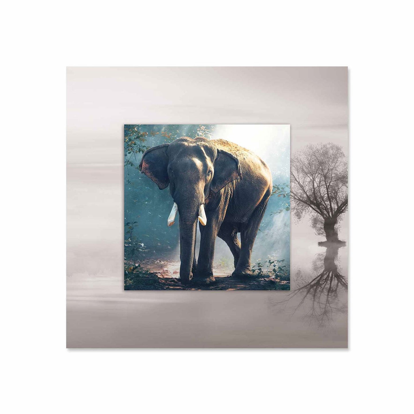VAXON Elephant with Background Miniature Fine Wall Art
