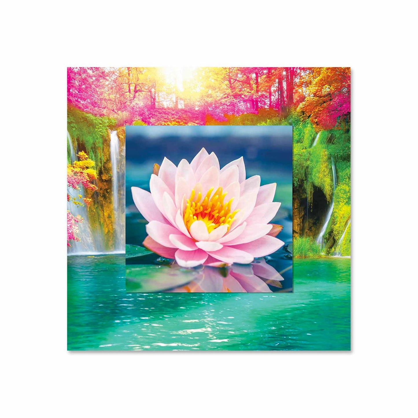 ZENTRO Lotus Flower with Background Fine Acrylic Wall Art