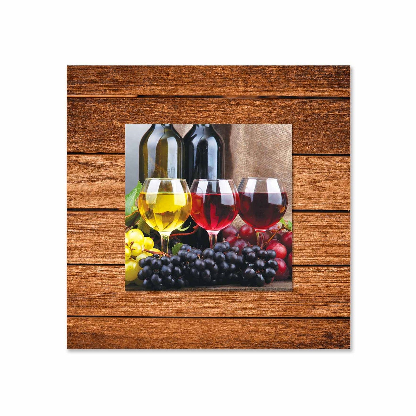 KLYRO Three Glasses of Wine with Background Miniature Fine Wall Art TG
