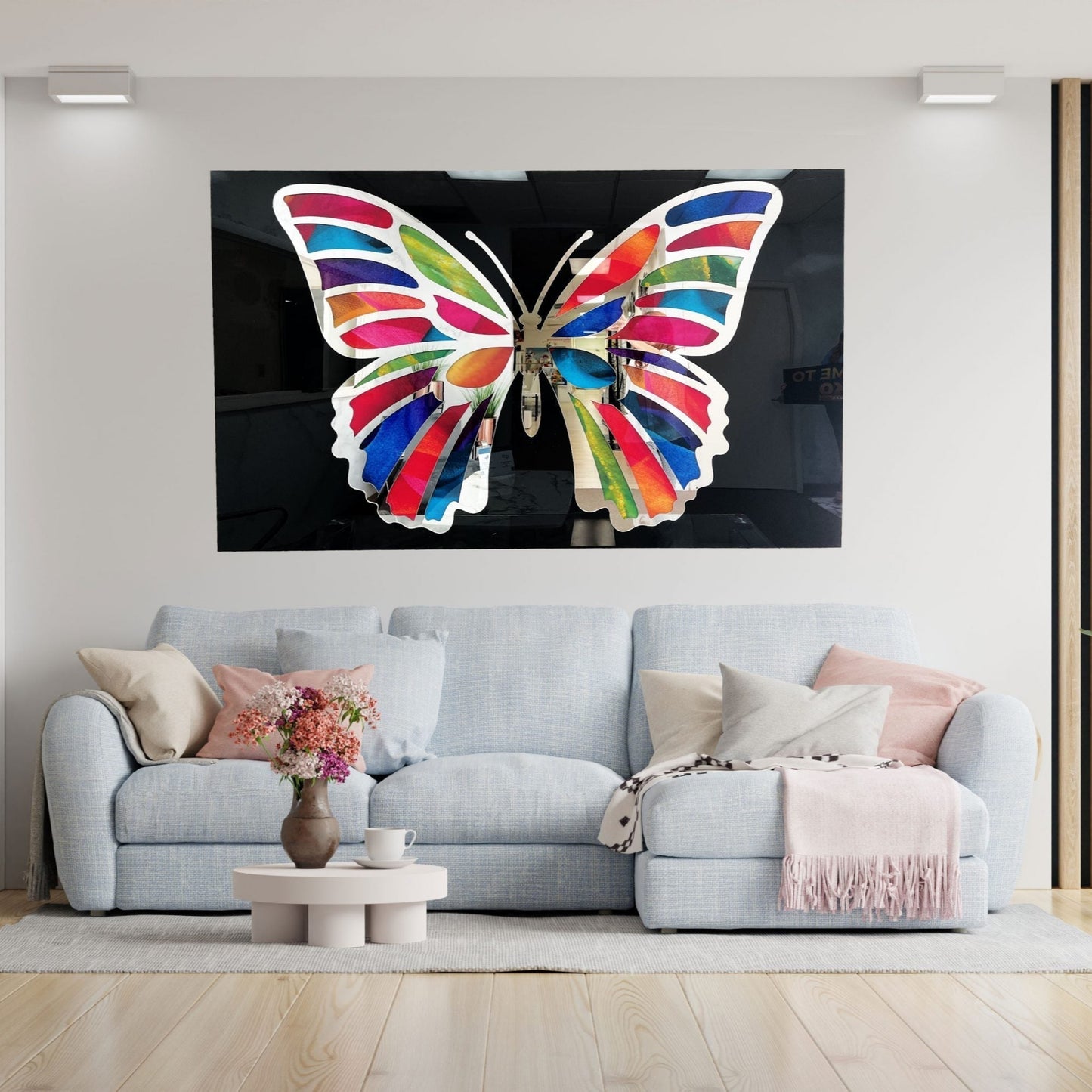 PALC-62 JULIA Silver 3D Colorful Butterfly Acrylic Mirror Prints