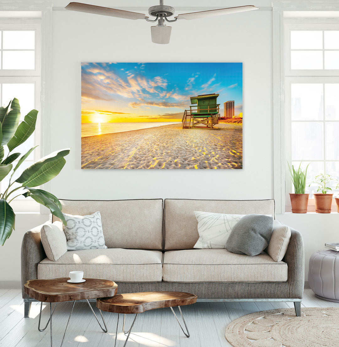 NC-103 SOUTH BEACH Miami Sunrise Modern Acrylic Wall Art