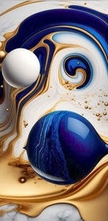 NC-104 AZURE Blue And Gold Abstract Acrylic Wall Art