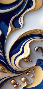 NC-104 AZURE Blue And Gold Abstract Wall Art TG