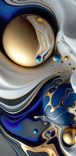 NC-104 AZURE Blue And Gold Abstract Wall Art TG