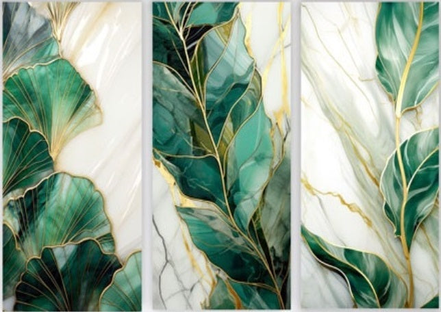 NC-106 CALISTA Glam Green and Gold Modern Wall Art TG