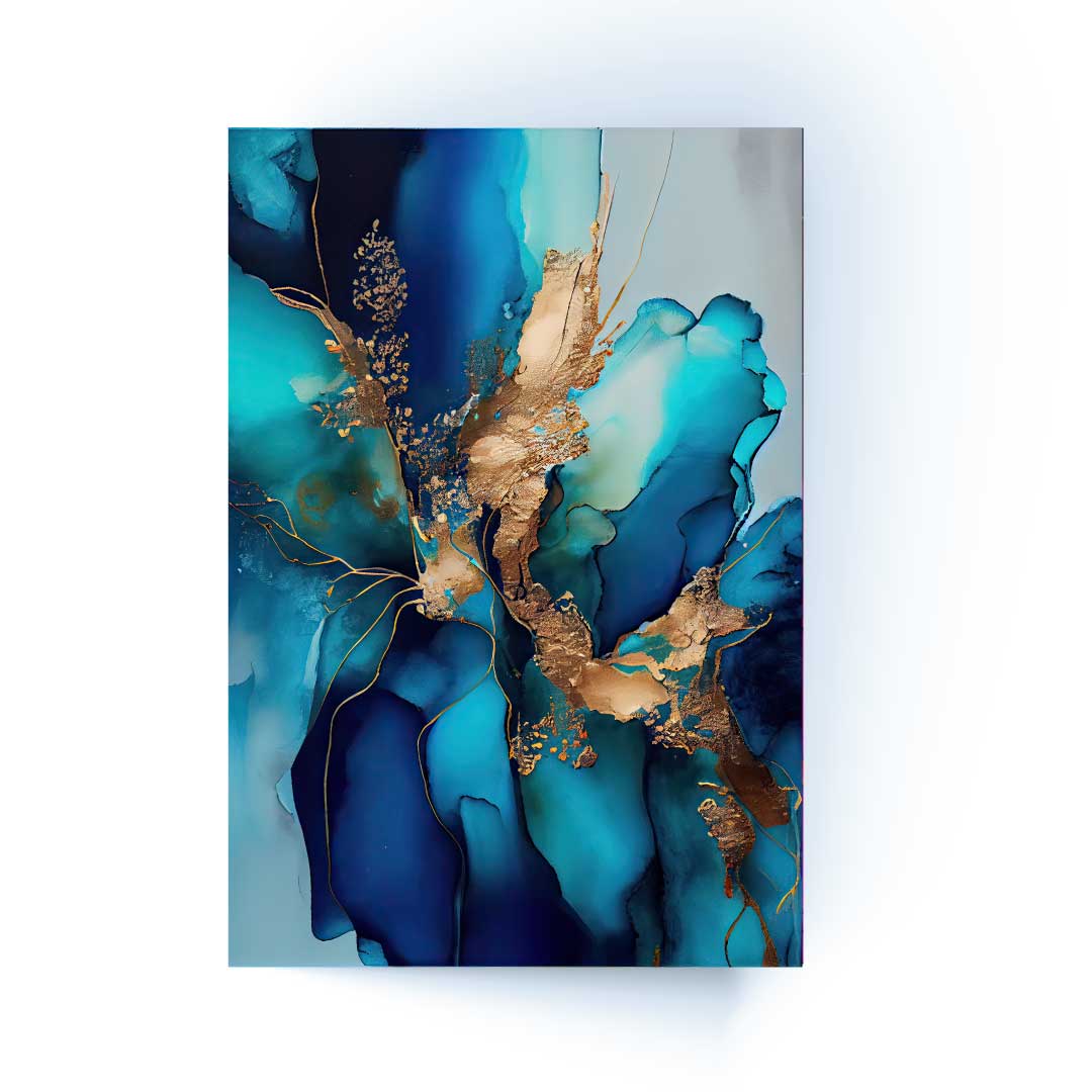 NC-108 JAXON Blue Flower Splash Modern Acrylic Wall Art