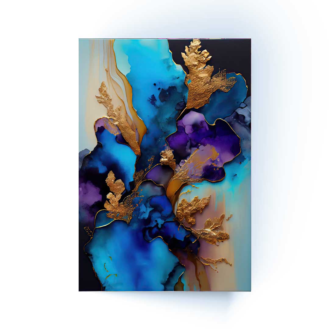 NC-108 JAXON Blue Flower Splash Modern Acrylic Wall Art