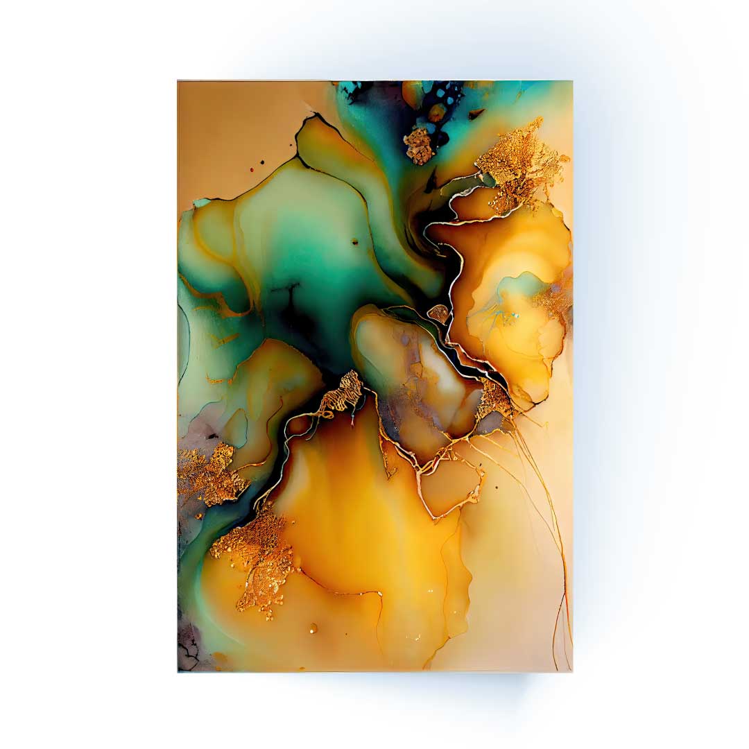 NC-109 TRIMA Green Flower Splash Modern Acrylic Wall Art
