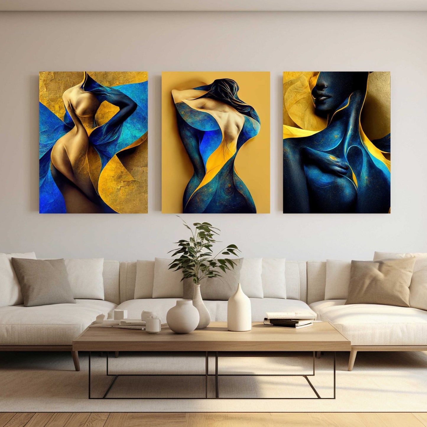 NC-121 ZENTAR Blue Woman Silhouette Modern Acrylic Wall Art