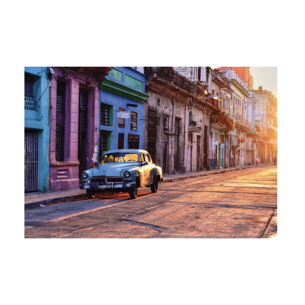 NC-14 HAVANA Vintage Blue Car in Vieja Modern Acrylic Wall Art