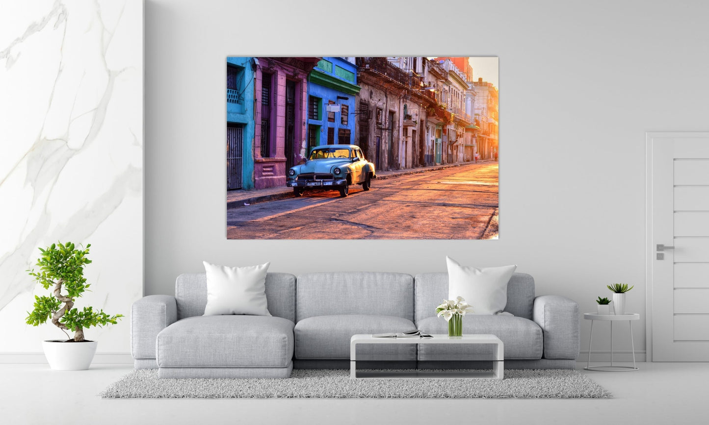 NC-14 HAVANA Vintage Blue Car in Vieja Modern Acrylic Wall Art
