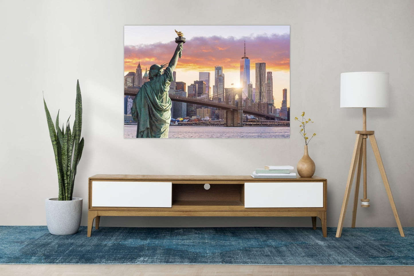 NC-16 LIBERTAS Statue of Liberty at Sunset Modern Acrylic Wall Art