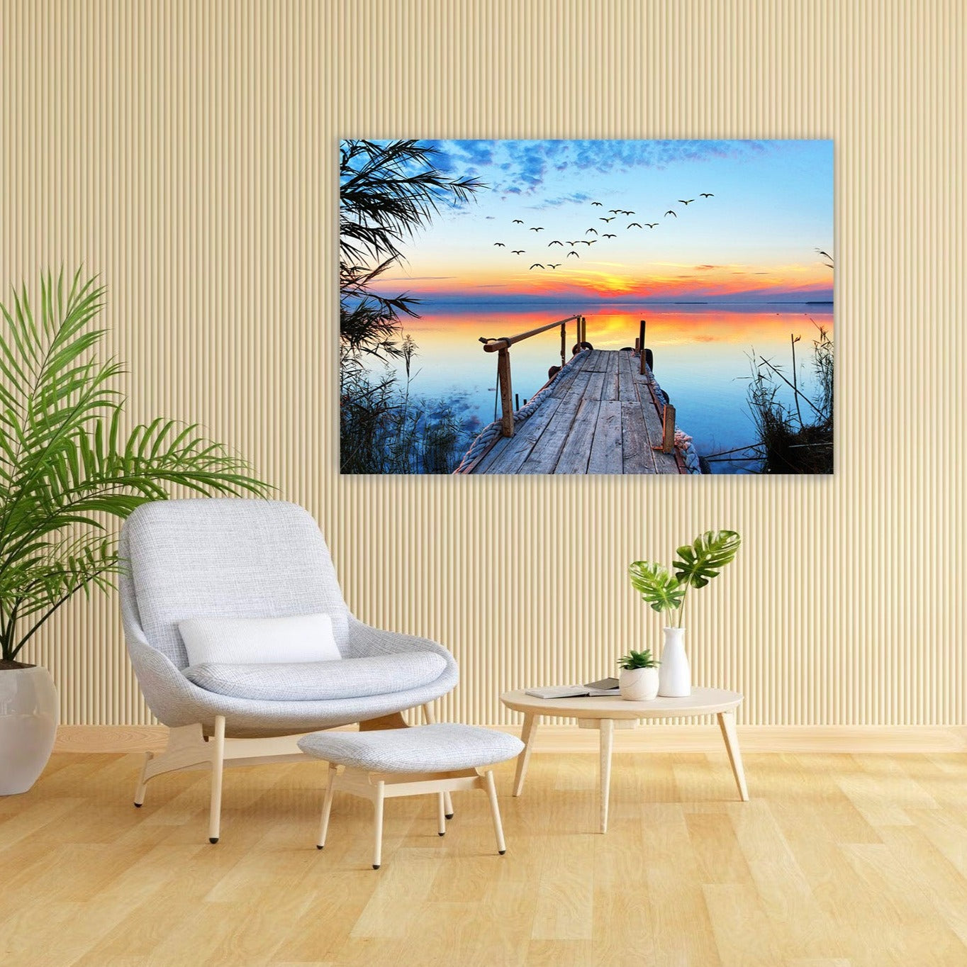 NC-22 SERENE Calm Sunset in a Lake Modern Wall Art TG