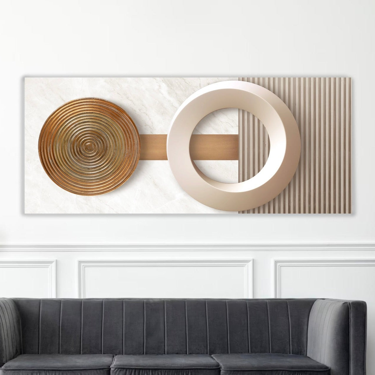NC-25 LONE Marble With Wooden Details Wall Art Print