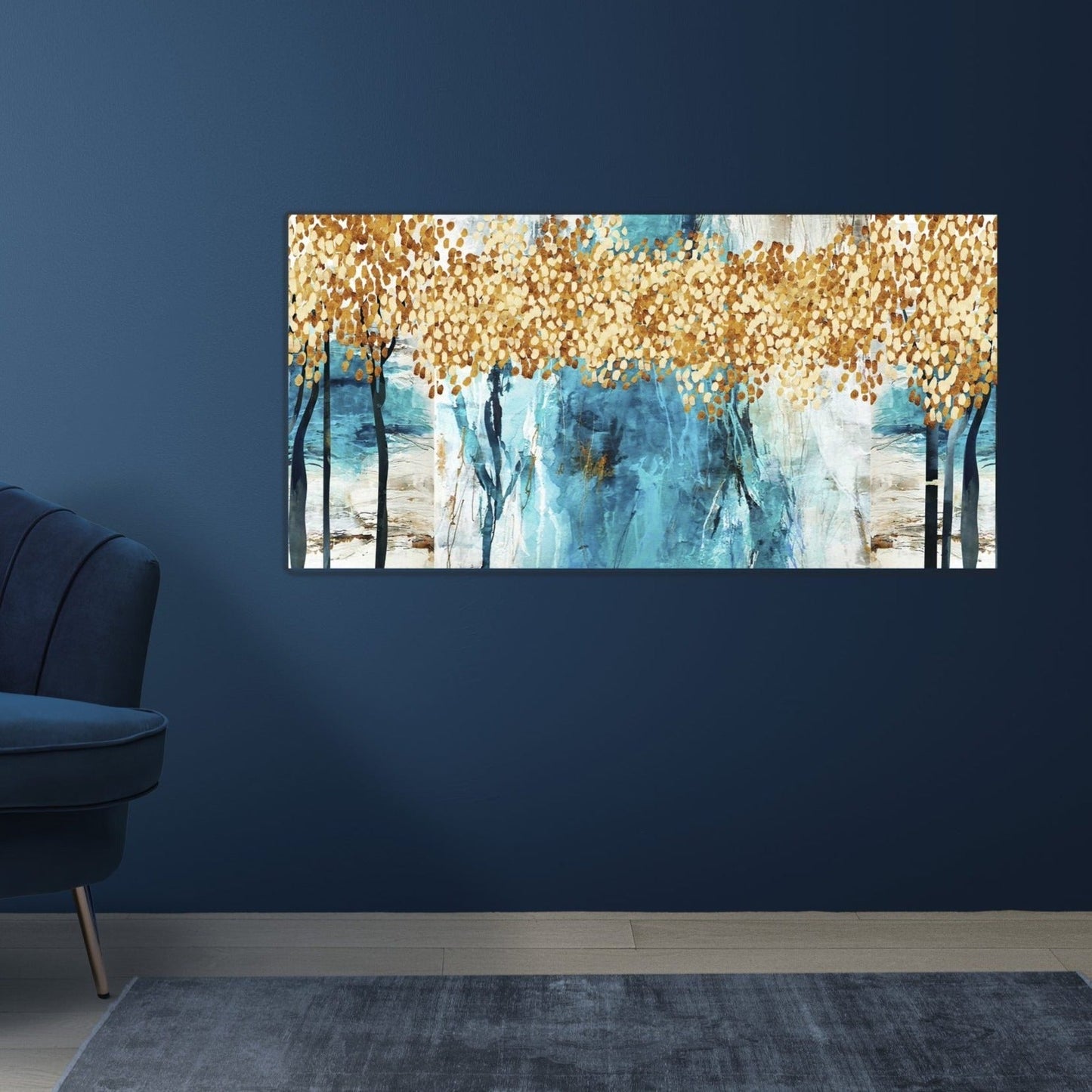 NC-26 FOREST Abstract Golden Wall Art Print TG