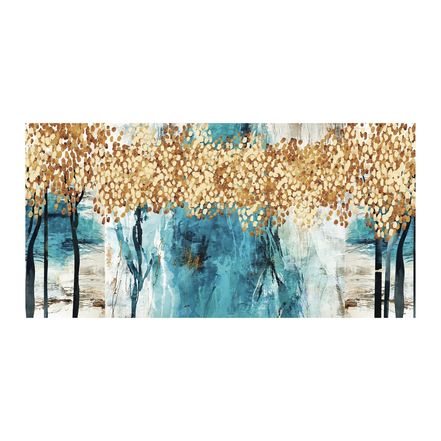 NC-26 FOREST Abstract Golden Wall Art Print TG