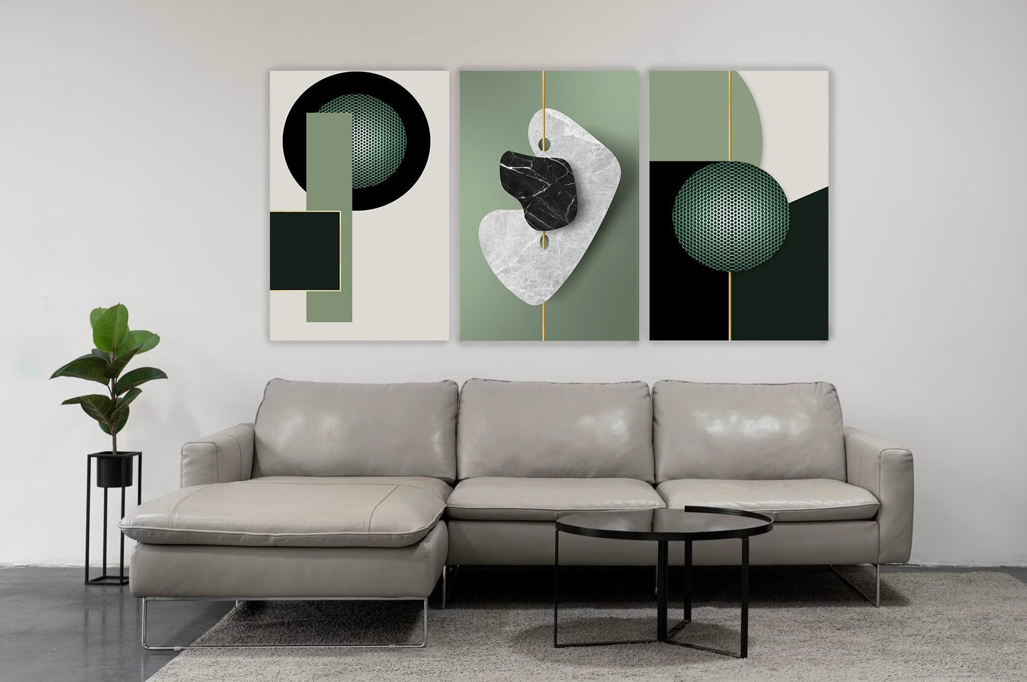 NC-28 ABE Olive Abstract Modern Wall Art TG