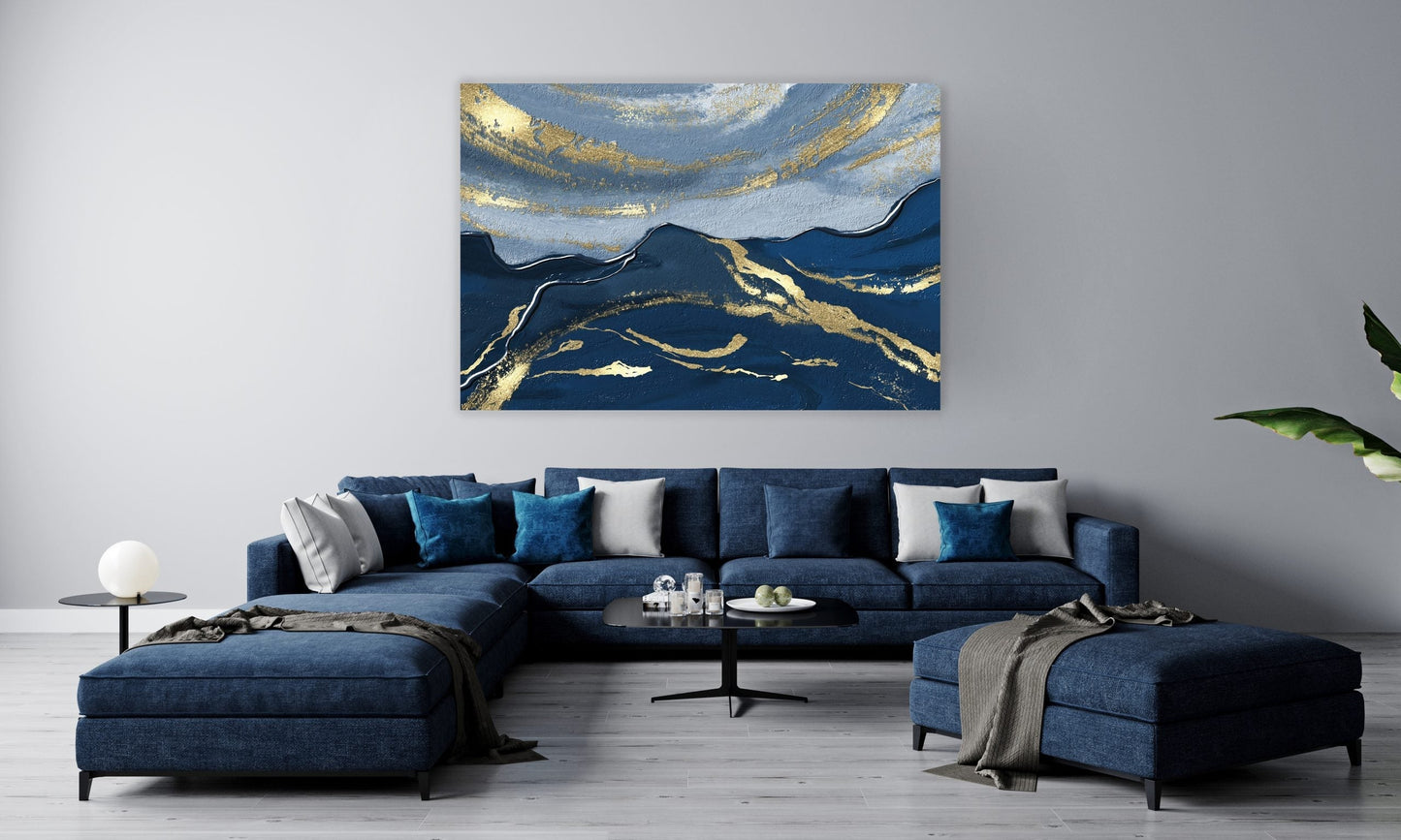 NC-34 JADE Blue Abstract Modern Wall Art TG