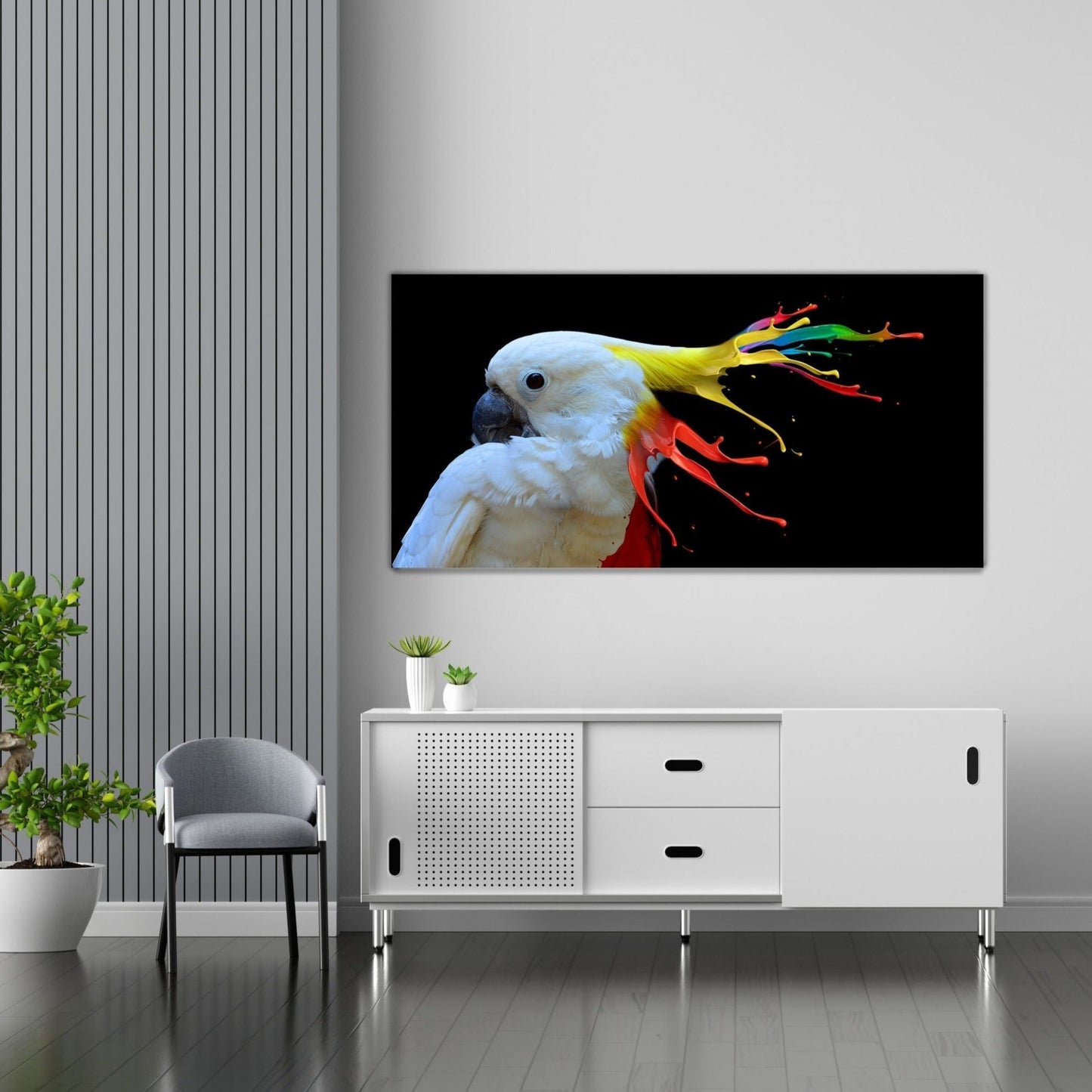 SUNBEAM Colorful-Crested Cockatoo Modern Wall Art TG