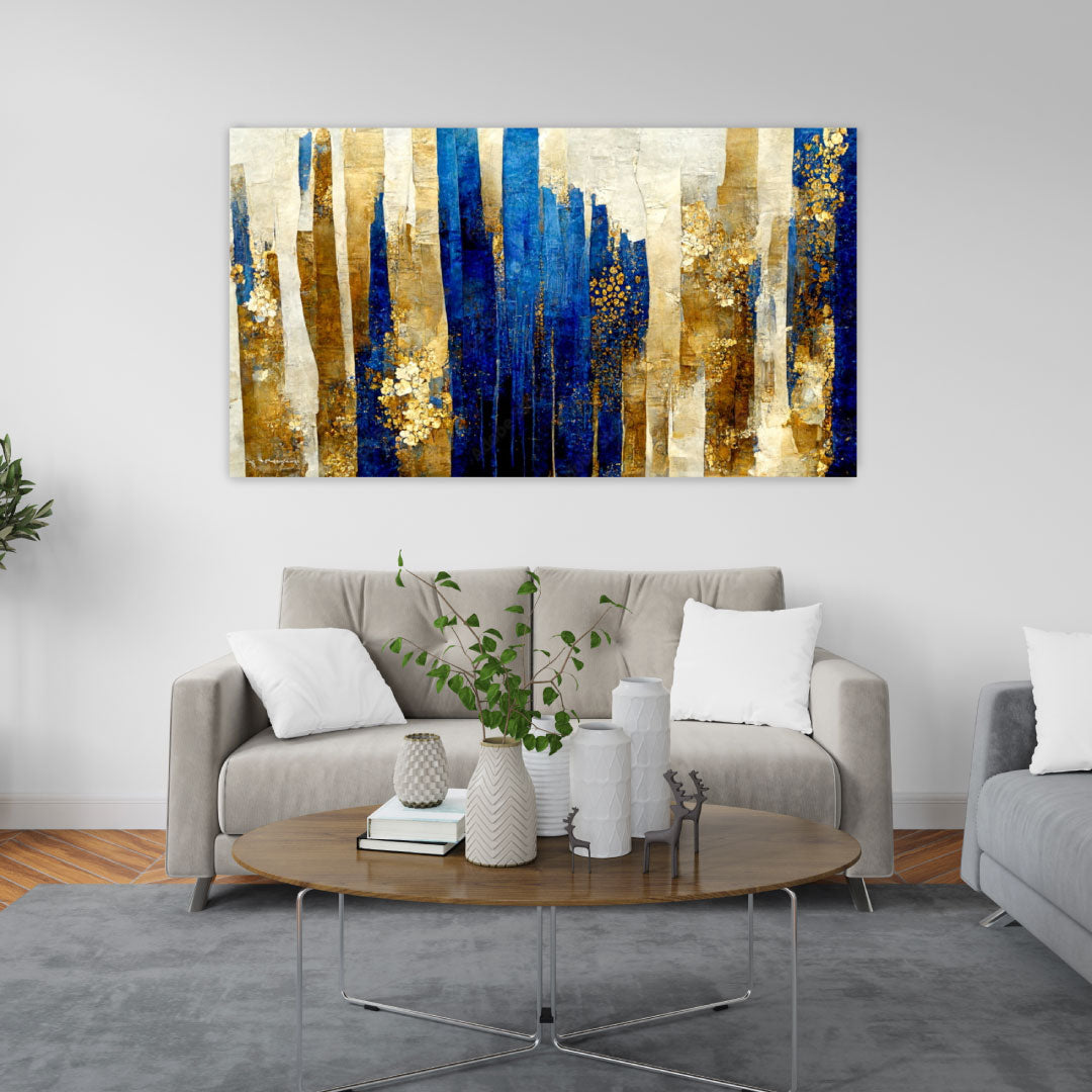 NC-78 BLUE FOREST Stripe Panorama Modern Acrylic Wall Art