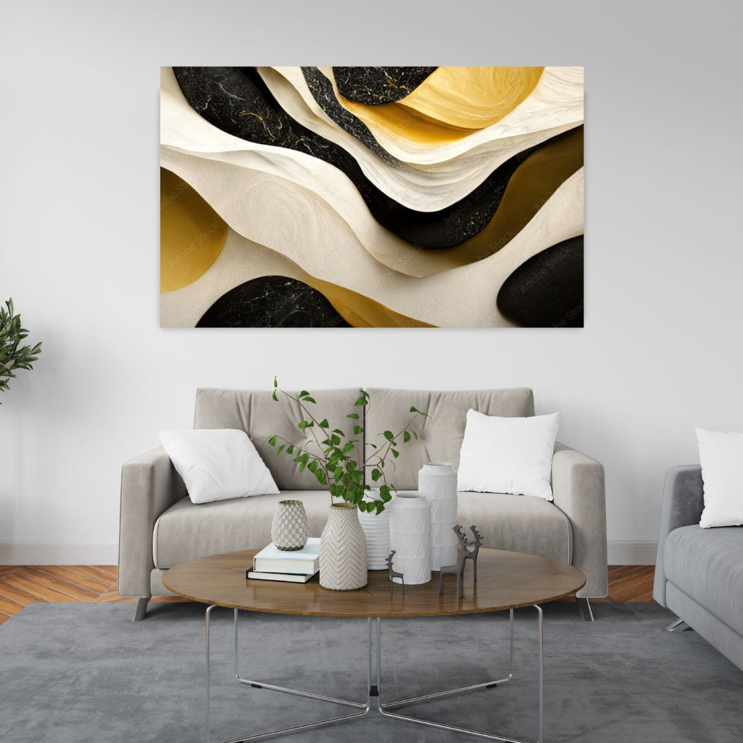 NC-85 WAVES Marble Textured Modern Wall Art TG