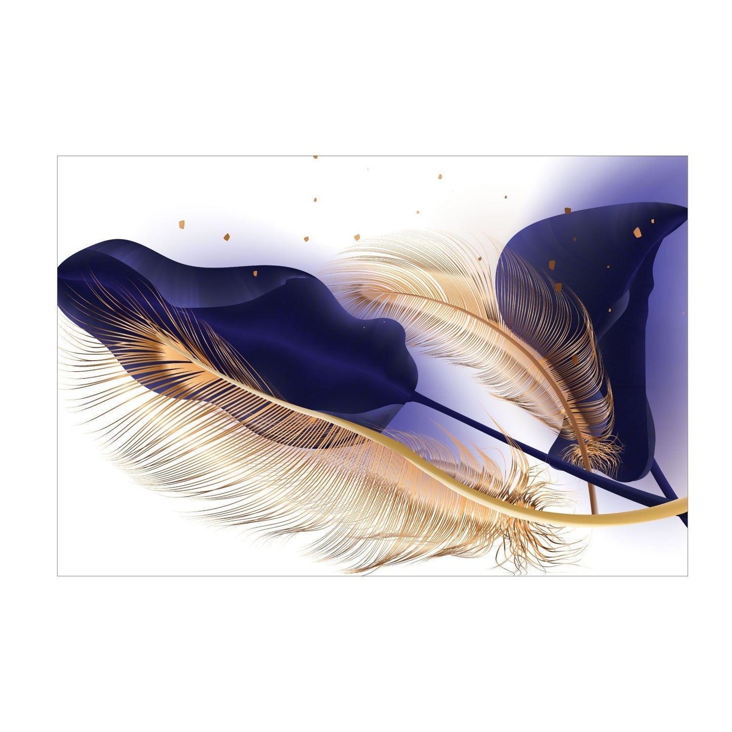 LEAVES Gold, Black/Red/Blue/Turquoise Feather Modern Acrylic Wall Art