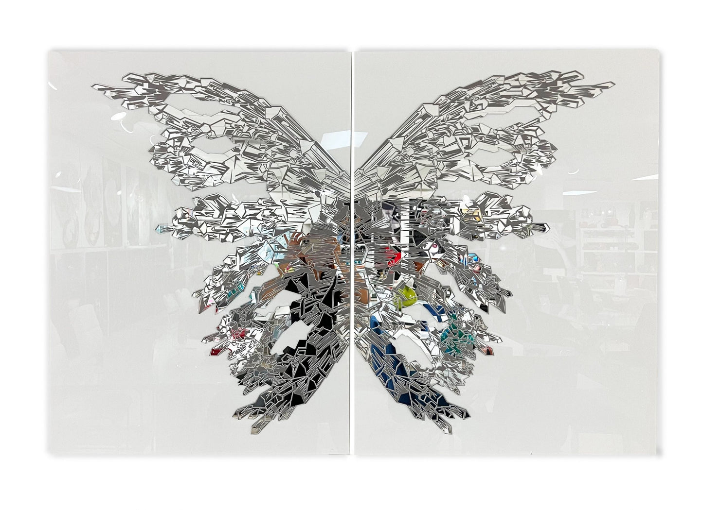 PALC-56 SABI Silver 3D Luxury Butterfly Acrylic Mirror Prints