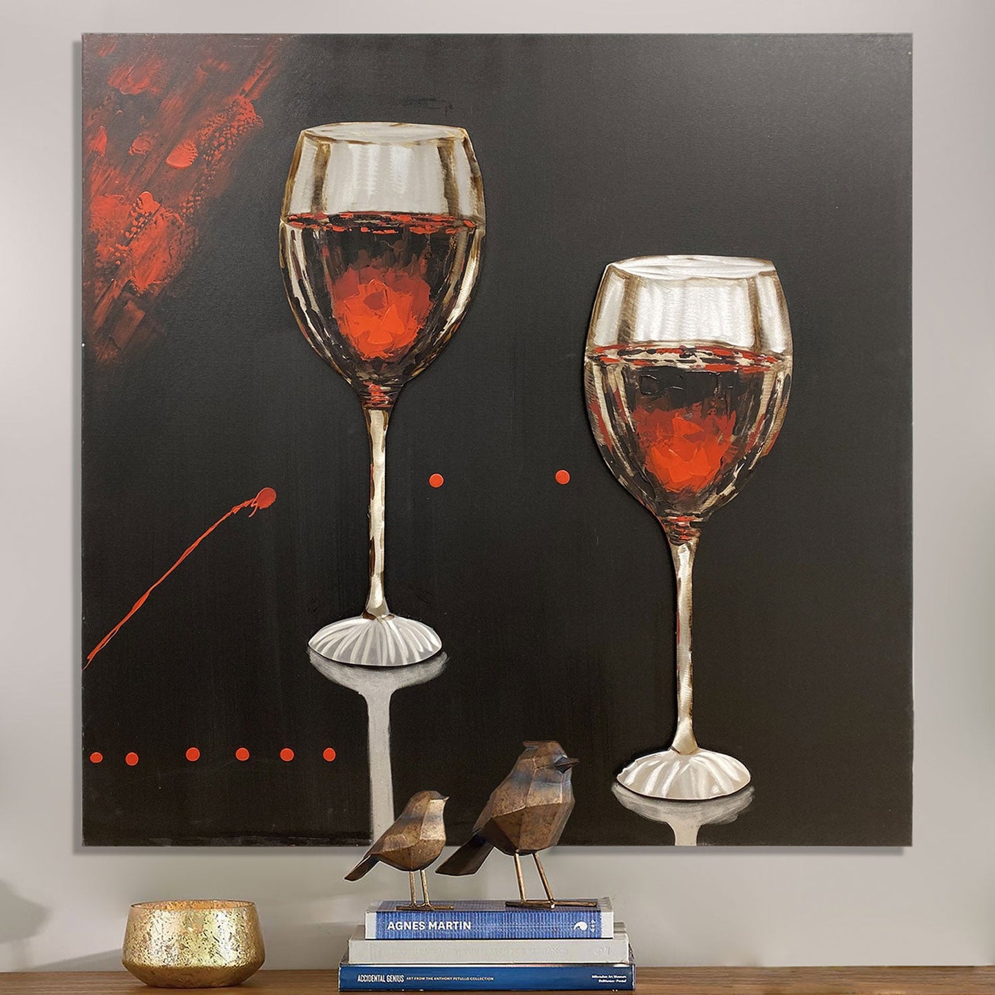 SH-20329 WINE GLASSES Oleo Aluminum Painting