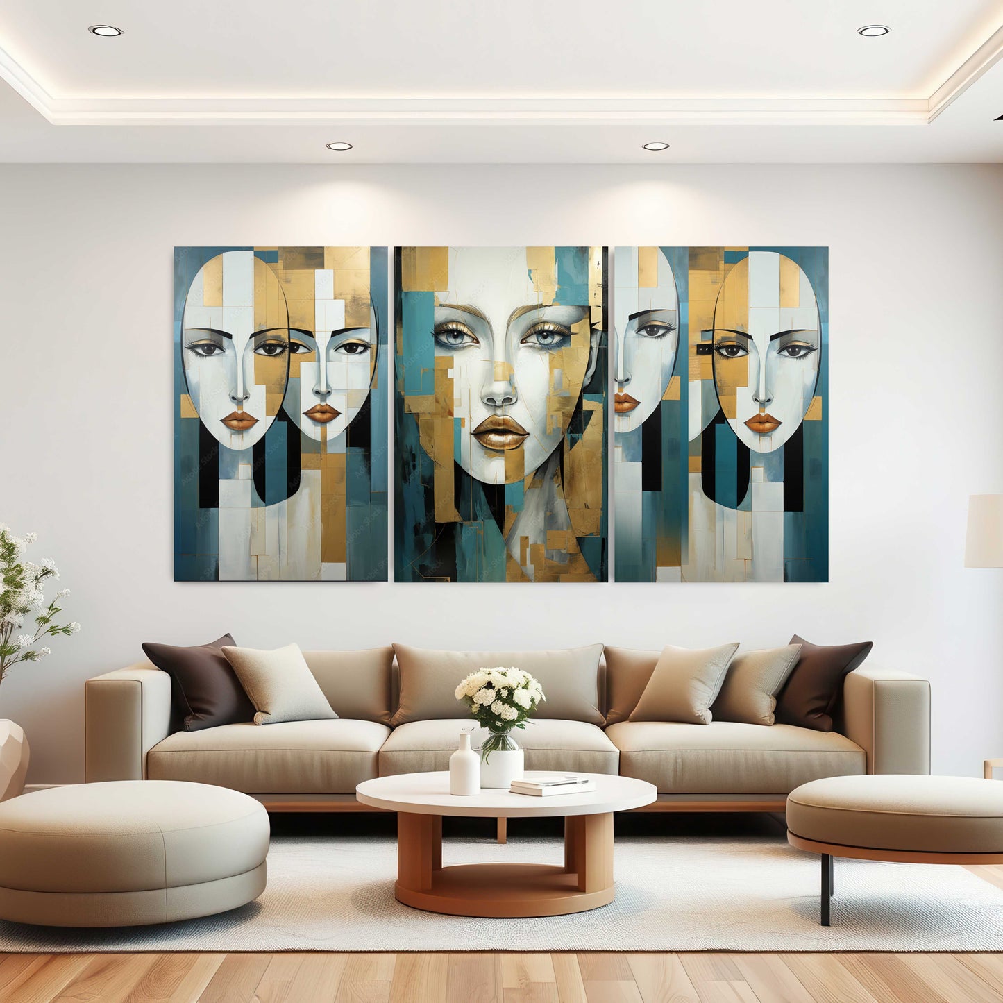 SP-02 MUSE Woman with Turquoise Modern Wall Art