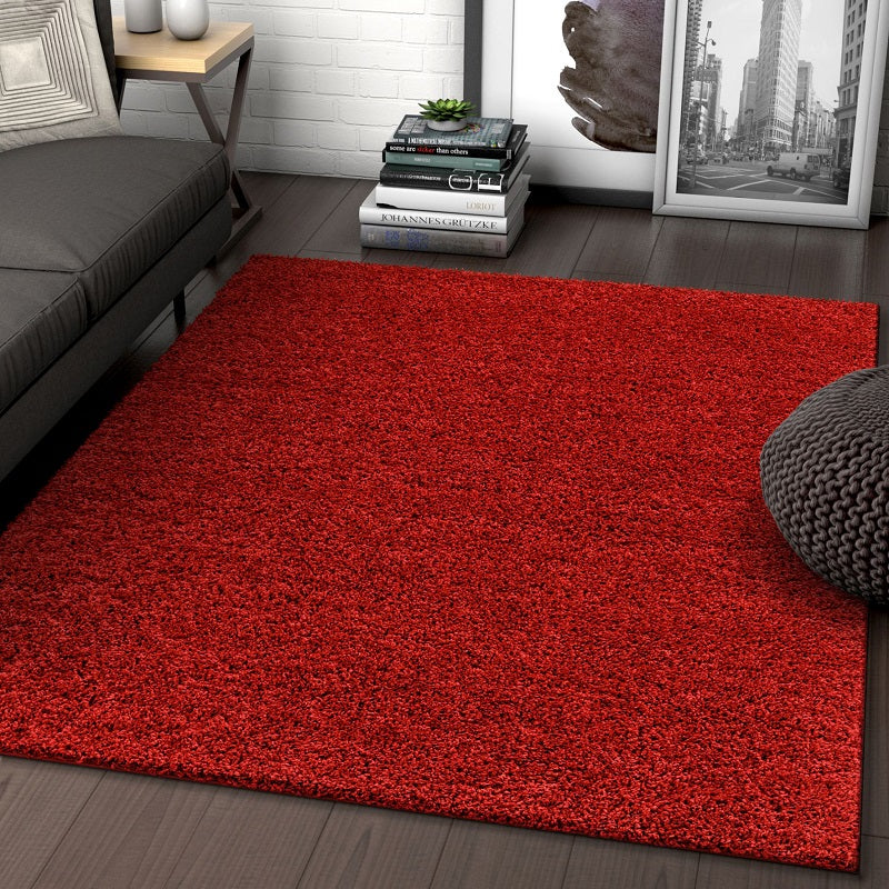 GT-6 SPAGHETTI Shaggy Red Rug