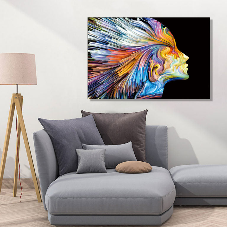 SU-22303 DANE Colorful Lady Facing Right Wall Art Print TG